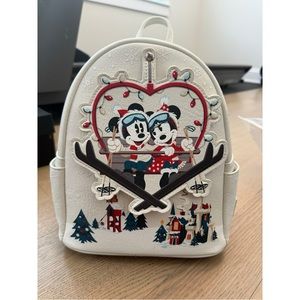 NWOT Disney Parks Loungefly Christmas Holiday Mickey And Minnie Ski Backpack